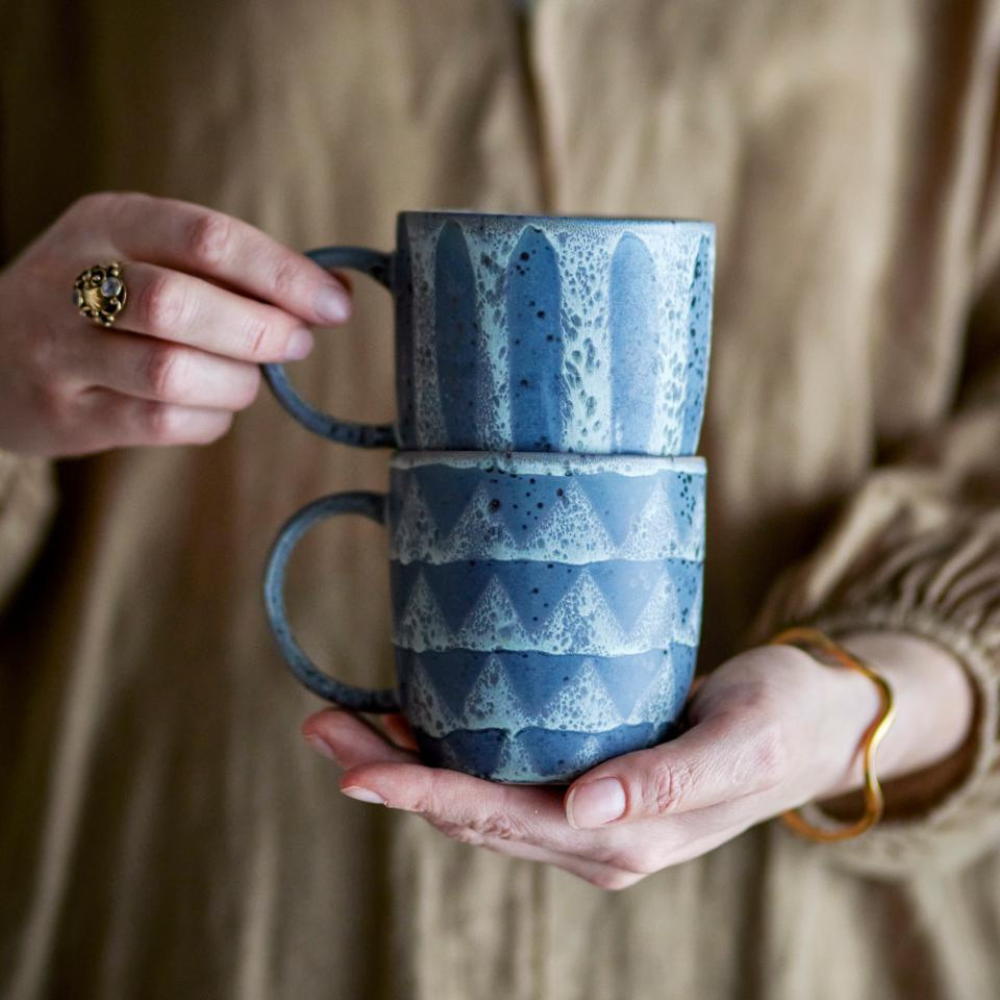 Bloomingville Zestaw kubków z kamionki Ramie Grey 2 szt.