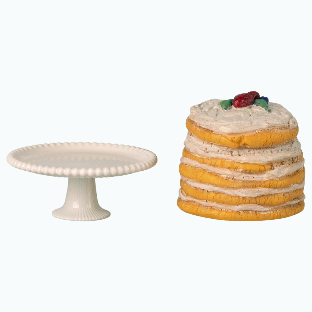 Maileg Tort i patera Mysz złamana biel