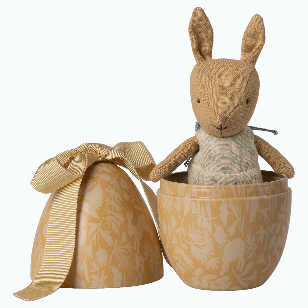 Maileg Jajko wielkanocne z micro króliczkiem Small kremowy żółty