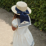 Konges Slojd Słomiany kapelusz z kokardą Allie Sailor Hat Navy blazer