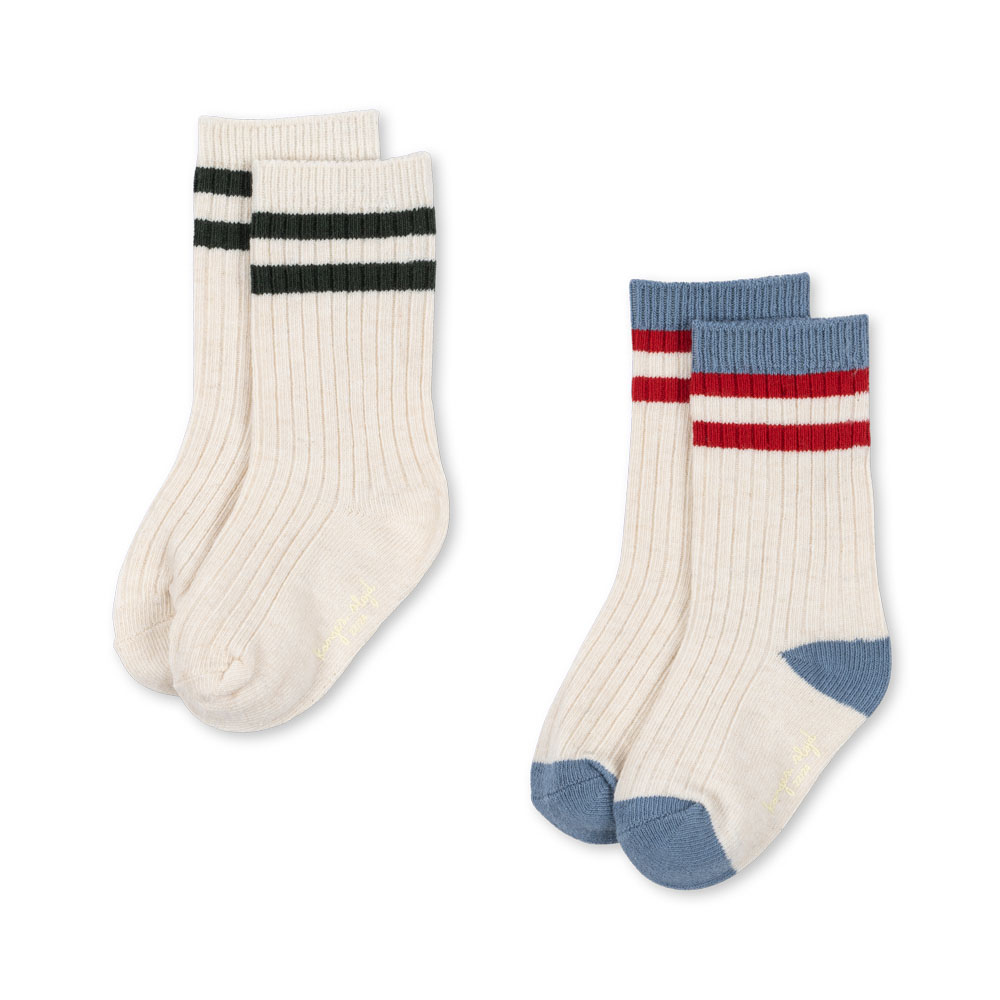 Konges Slojd prążkowane skarpetki dziecięce Pearl Blue 2 pack
