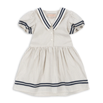 Konges Slojd Sukienka z bufiastymi rękawkami dla dziewczynki Allie Sailor GOTS Bleu Stripe