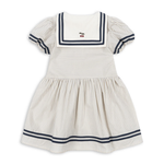 Konges Slojd Sukienka z bufiastymi rękawkami dla dziewczynki Allie Sailor GOTS Bleu Stripe