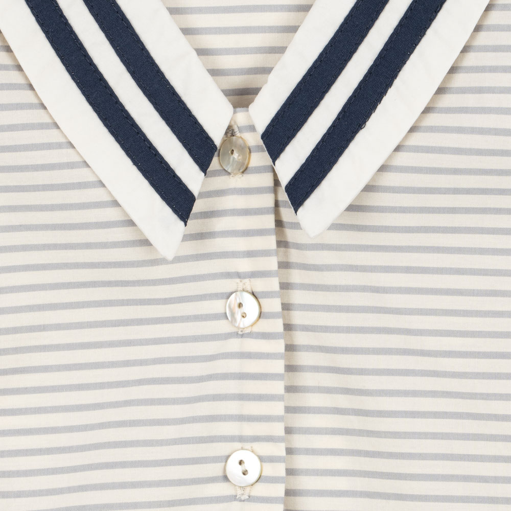 Konges Slojd Sukienka z bufiastymi rękawkami dla dziewczynki Allie Sailor GOTS Bleu Stripe