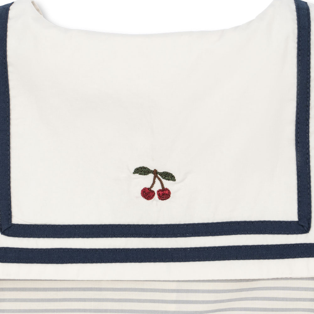 Konges Slojd Sukienka z bufiastymi rękawkami dla dziewczynki Allie Sailor GOTS Bleu Stripe