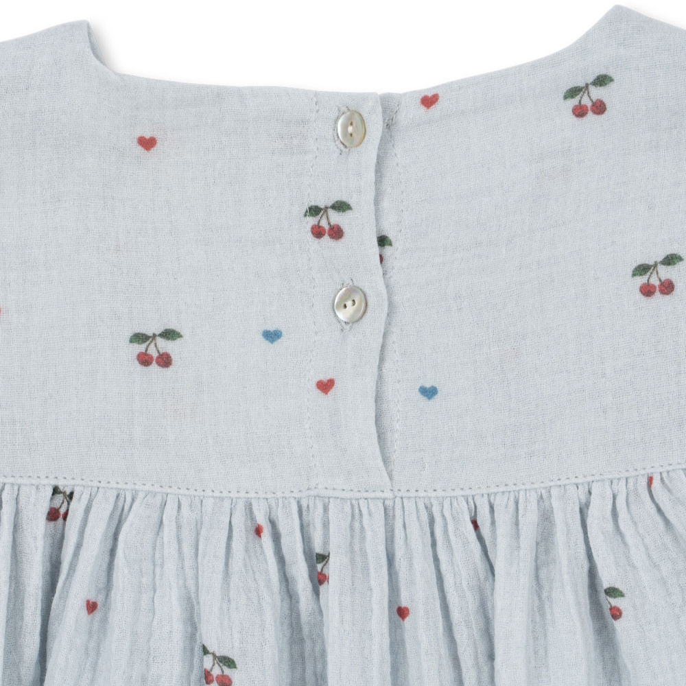 Konges Slojd Muślinowa sukienka dla dziewczynki Coco GOTS Cherry blue coeur