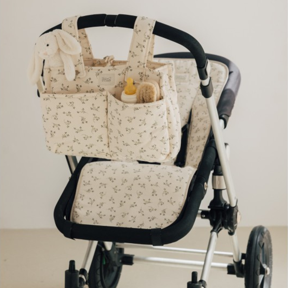 Babyshower uniwersalna mata do wózka olive bloom canvas