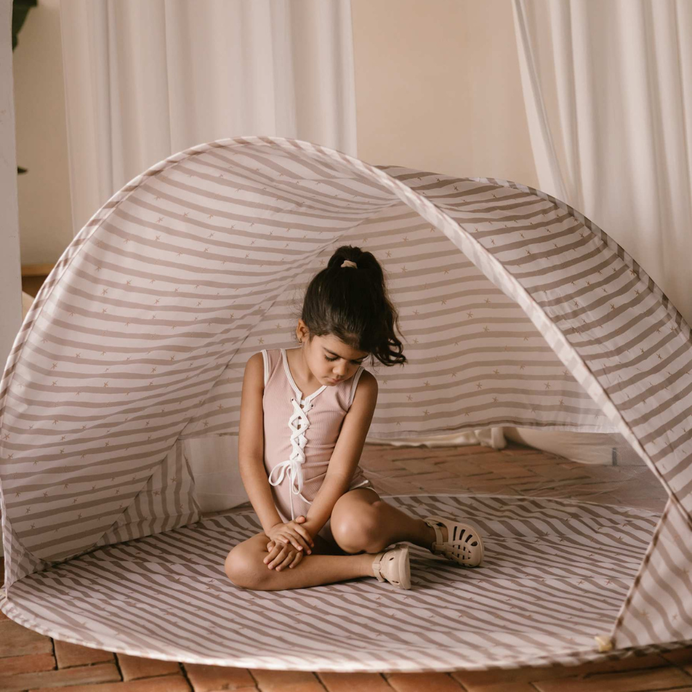 Mrs Ertha namiot plażowy dla dzieci z ochroną UV 50+ Stripped Harmony