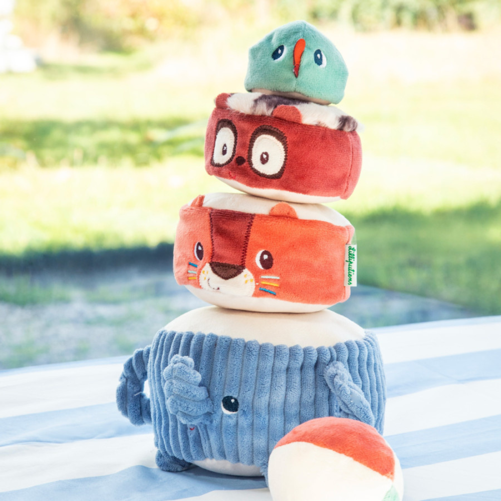 Lilliputiens Lilliputiens Piramida dźwiękowa sensoryczne klocki z grzechotkami Zwierzątka