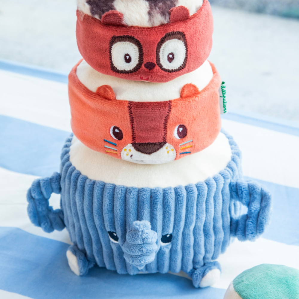 Lilliputiens Lilliputiens Piramida dźwiękowa sensoryczne klocki z grzechotkami Zwierzątka