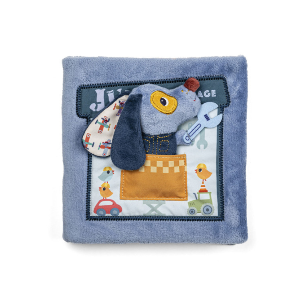 Lilliputiens Miękka książeczka dla niemowląt Garaż Pieska Julesa