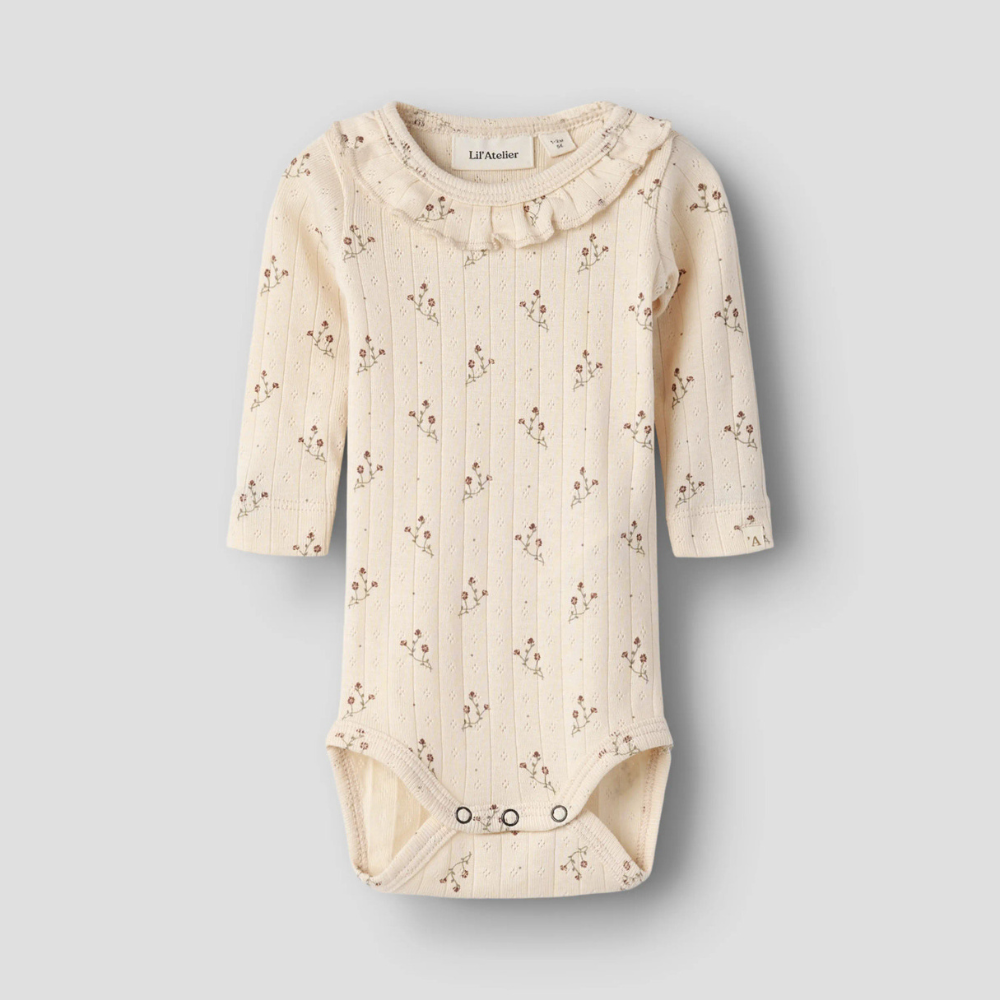 Lil’ Atelier Body niemowlęce Slim z długim rękawkiem Novelle Peach Flower NBFRACHELLO