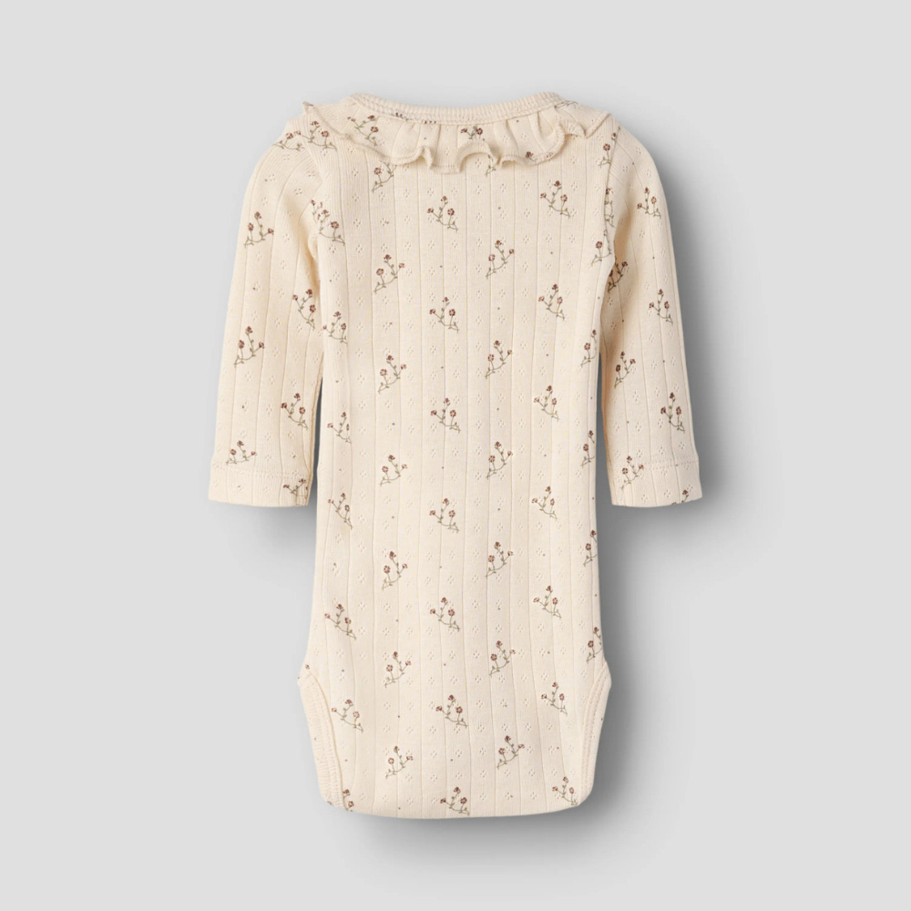 Lil’ Atelier Body niemowlęce Slim z długim rękawkiem Novelle Peach Flower NBFRACHELLO