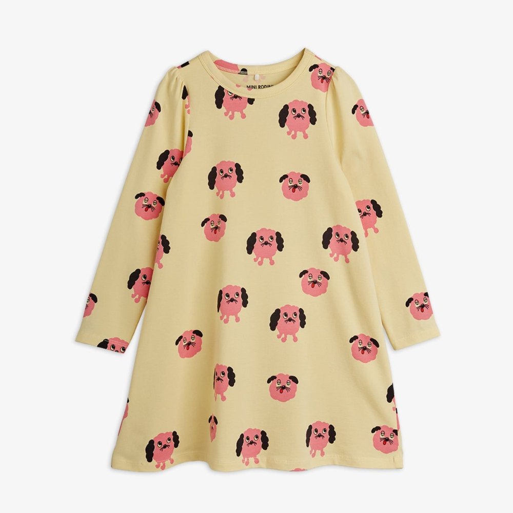 Mini Rodini sukienka dla dziewczynki Doggies aopls Yellow