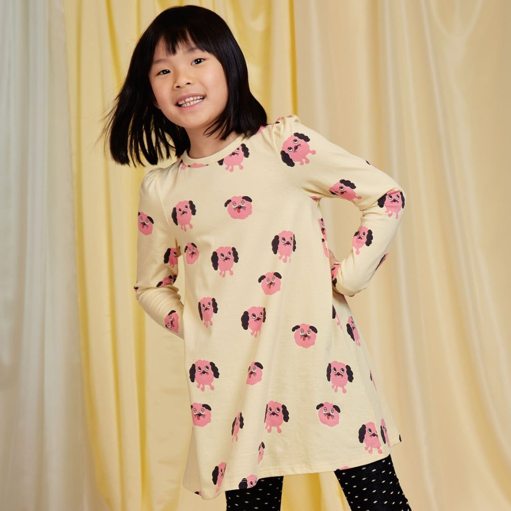 Mini Rodini sukienka dla dziewczynki Doggies aopls Yellow