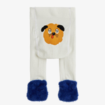 Mini Rodini rajstopy antypoślizgowe Doggie Off-white