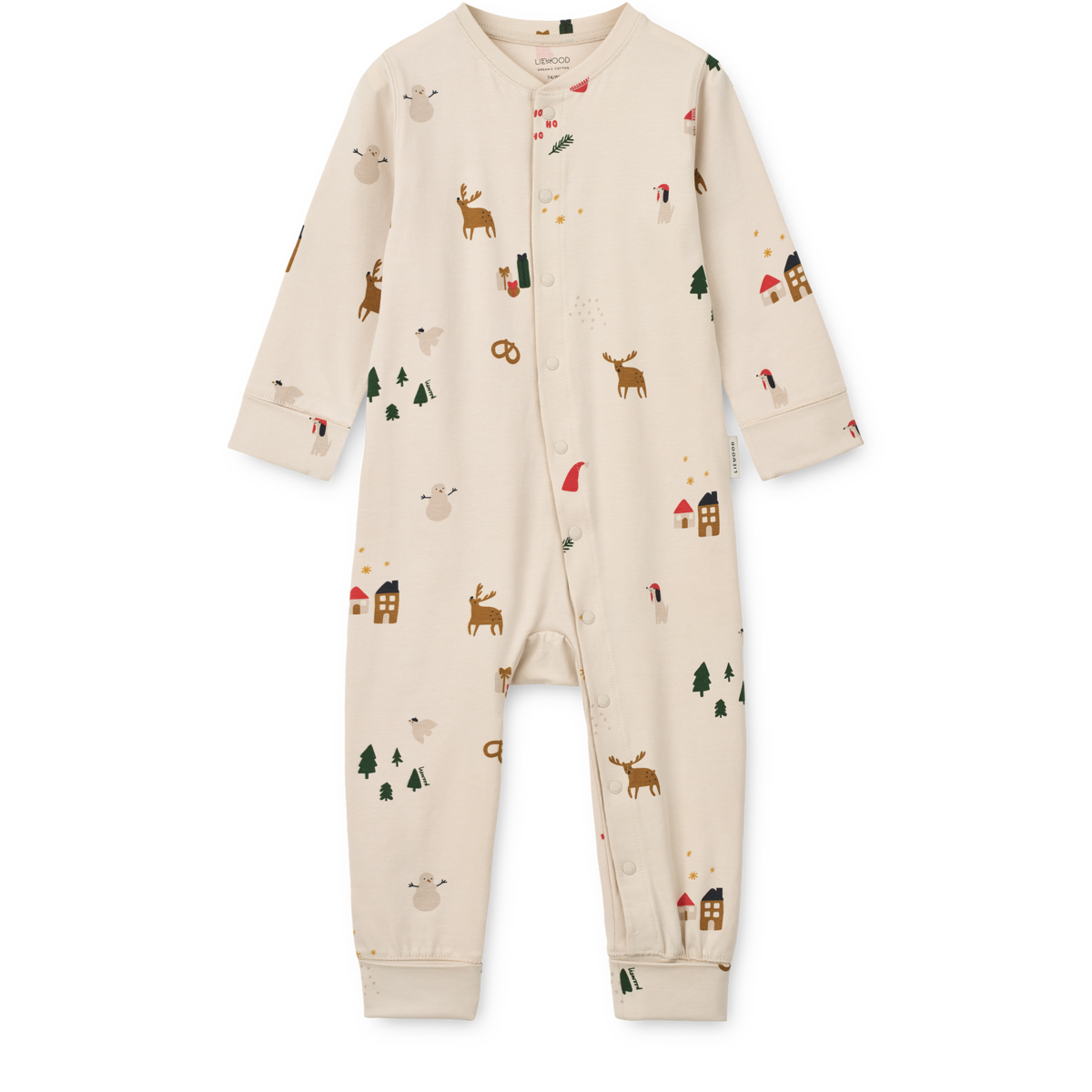 Liewood Piżama dla dziecka jednoczęściowa Birk Grow Printed Holiday / Sandy
