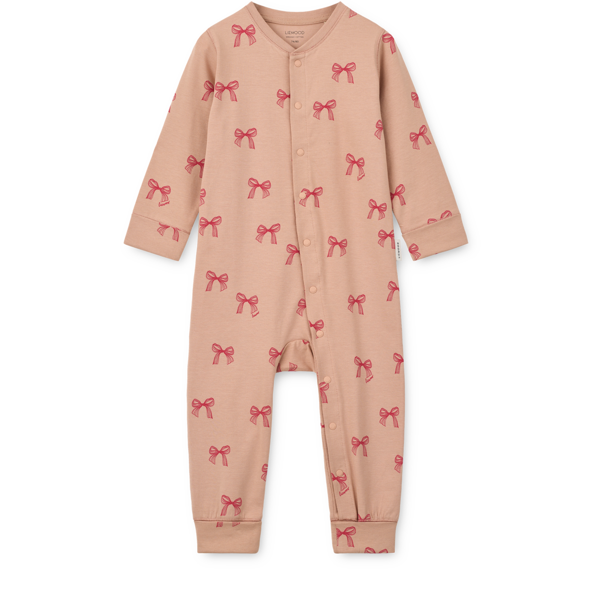 Liewood Piżama dla dziecka jednoczęściowa Birk Grow Printed Bows / Pale tuscany