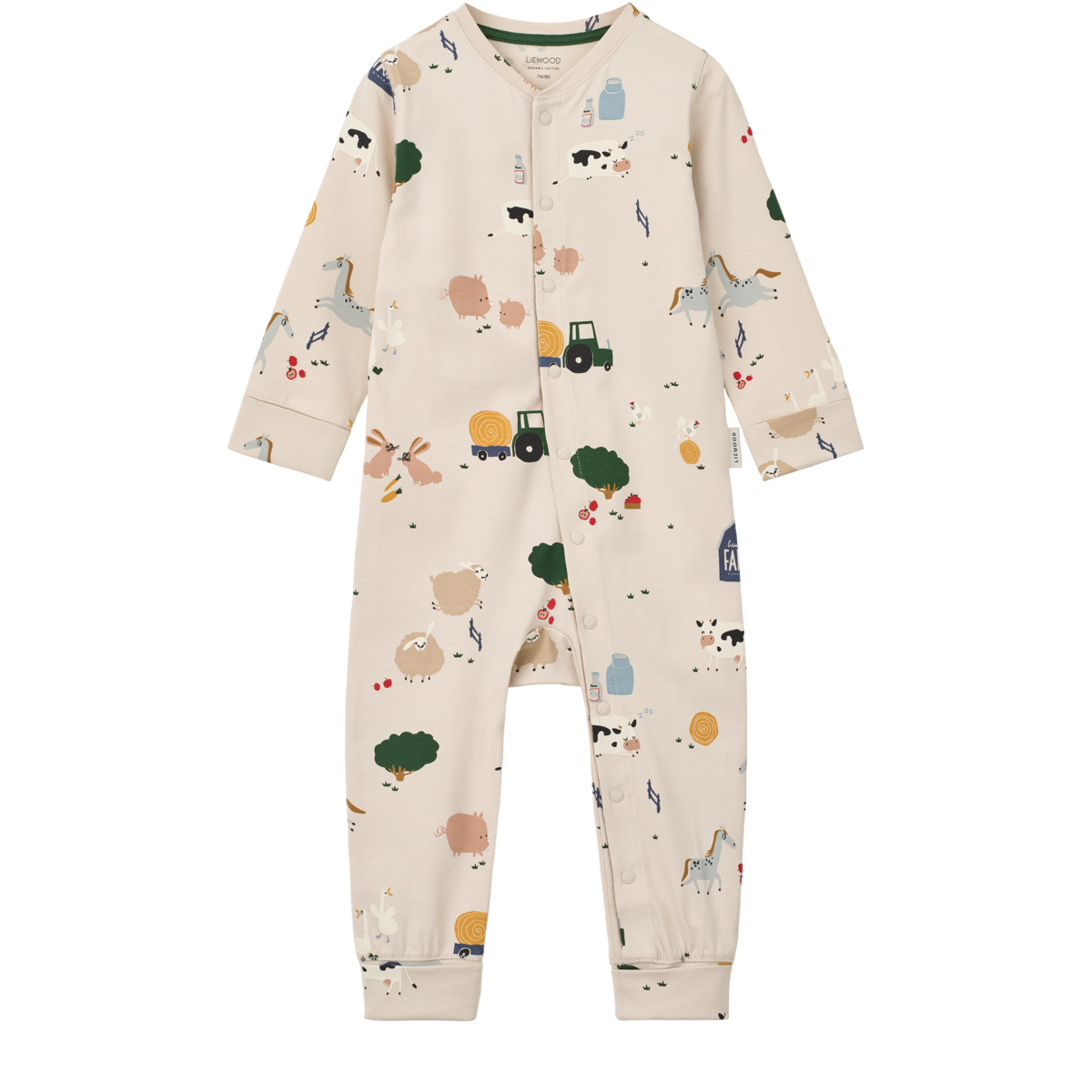 Liewood Piżama dla dziecka jednoczęściowa Birk Grow Printed Farmlife / Sandy