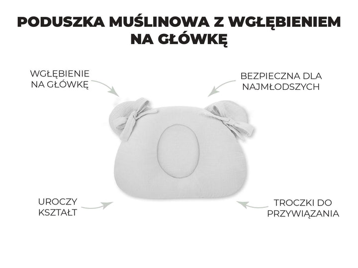 Sleepee Poduszka muślinowa z wgłębieniem na główkę petrol