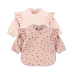 Konges Sløjd Śliniak z rękawami i falbanką Fairy cherry/cameo rose 2-pack 18m-3y