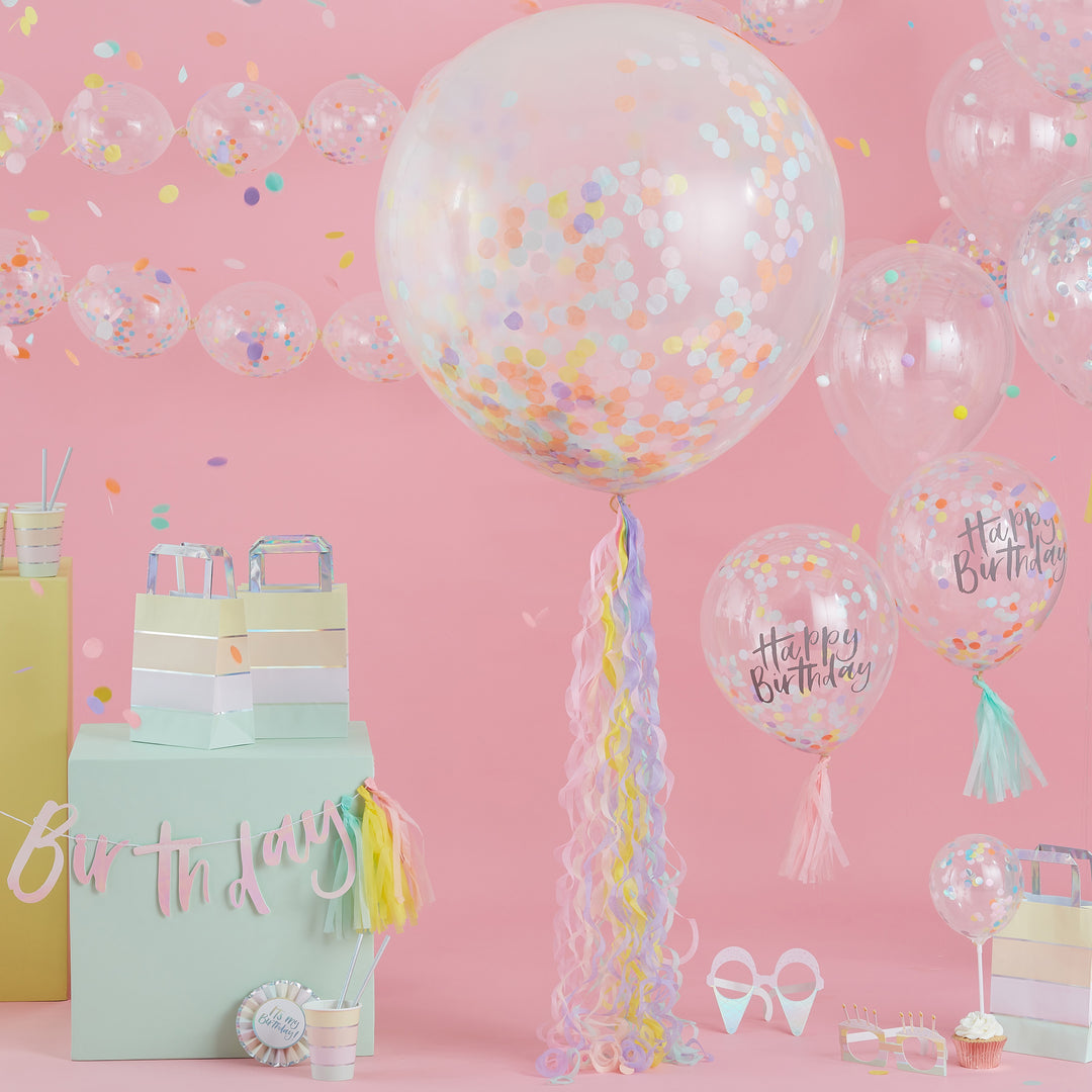 Gingerray Balony Happy Birthday Pastel Confetti