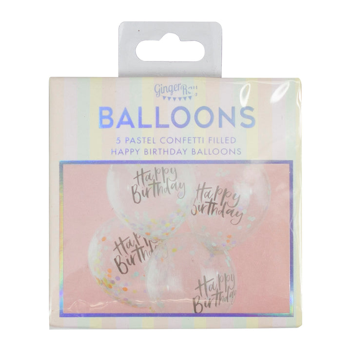 Gingerray Balony Happy Birthday Pastel Confetti