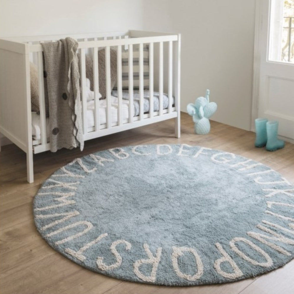 Lorena Canals Dywan dziecięcy okrągły ABC Vintage Blue 150 cm
