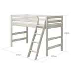 Flexa Łóżko dziecięce wysokie z pochyłą drabinką Classic White washed pine