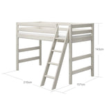 Flexa Łóżko dziecięce wysokie z pochyłą drabinką Classic White washed pine