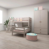 Flexa Łóżko dziecięce wysokie z pochyłą drabinką Classic Grey Washed Pine