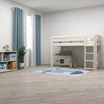 Flexa Łóżko dziecięce półwysokie z prostą drabinką Classic White washed pine