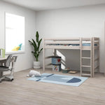 Flexa Łóżko dziecięce półwysokie z prostą drabinką Classic Grey washed pine