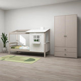 Flexa Łóżko dziecięce pojedyncze z połową domku Classic House White grey washed pine