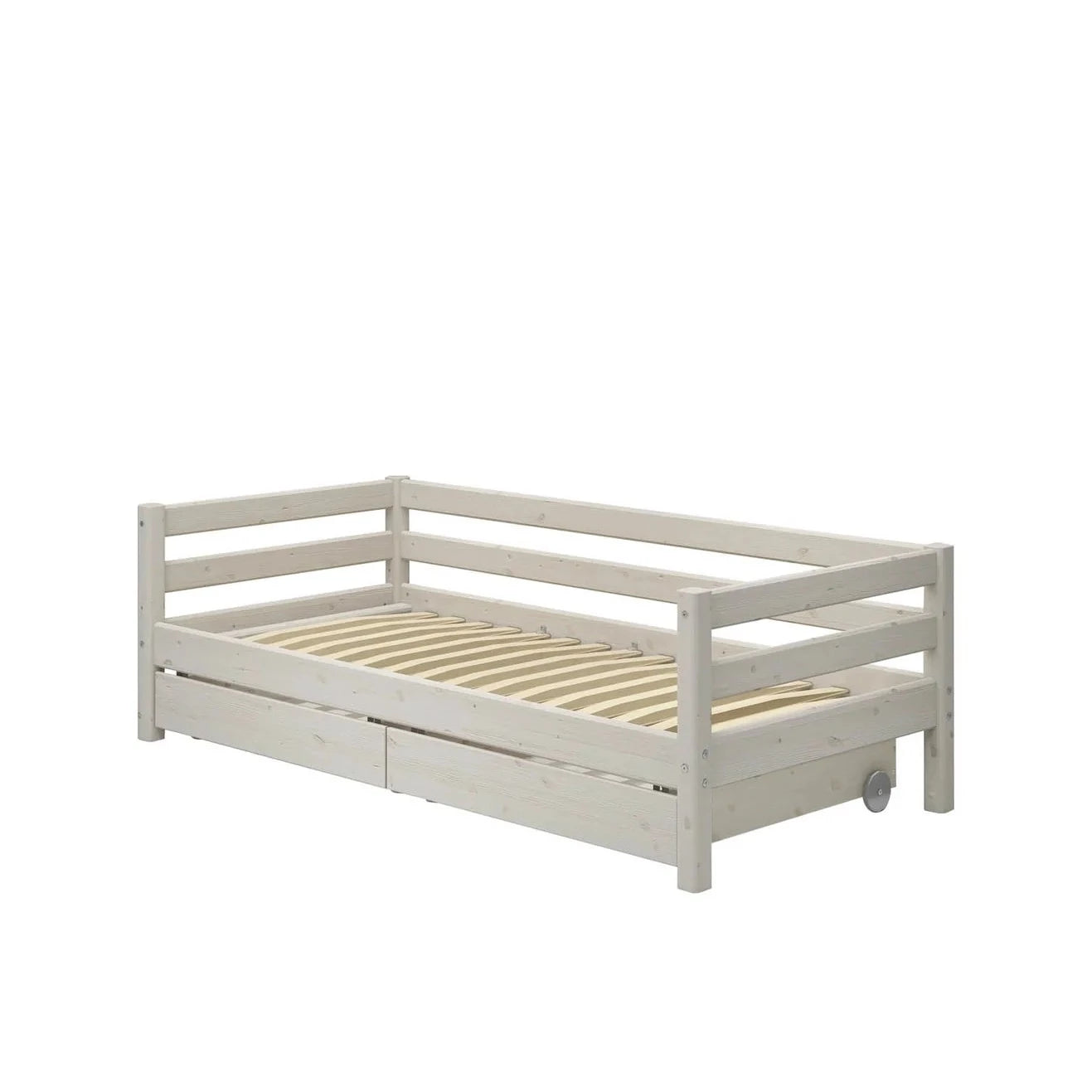 Flexa Łóżko dziecięce pojedyncze z 2 szufladami Classic White washed pine