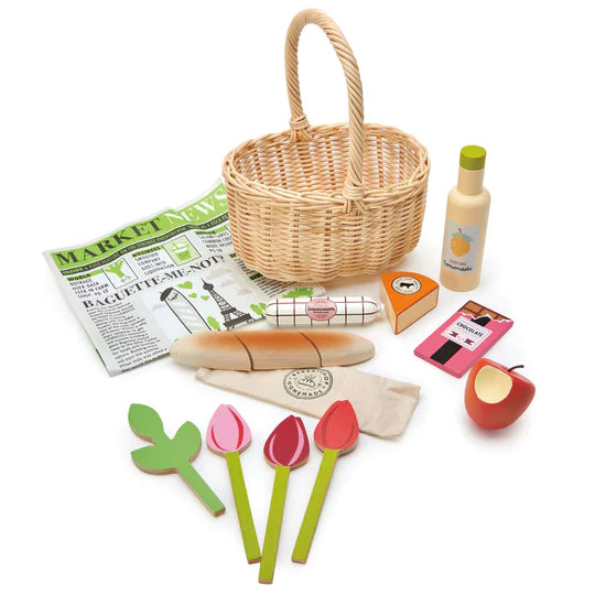 Tender Leaf Toys Wiklinowy koszyk z zestawem piknikowym