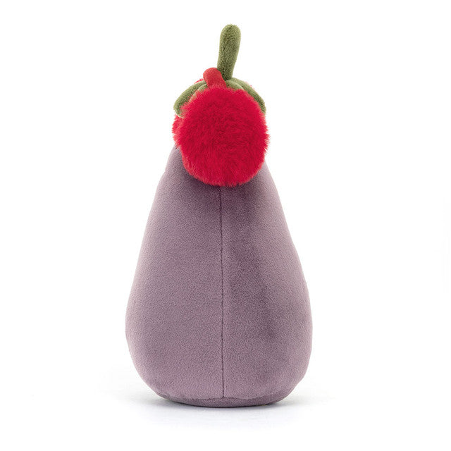 Jellycat Zabawny Bakłażan 16 cm w Nausznikach Czerwonych