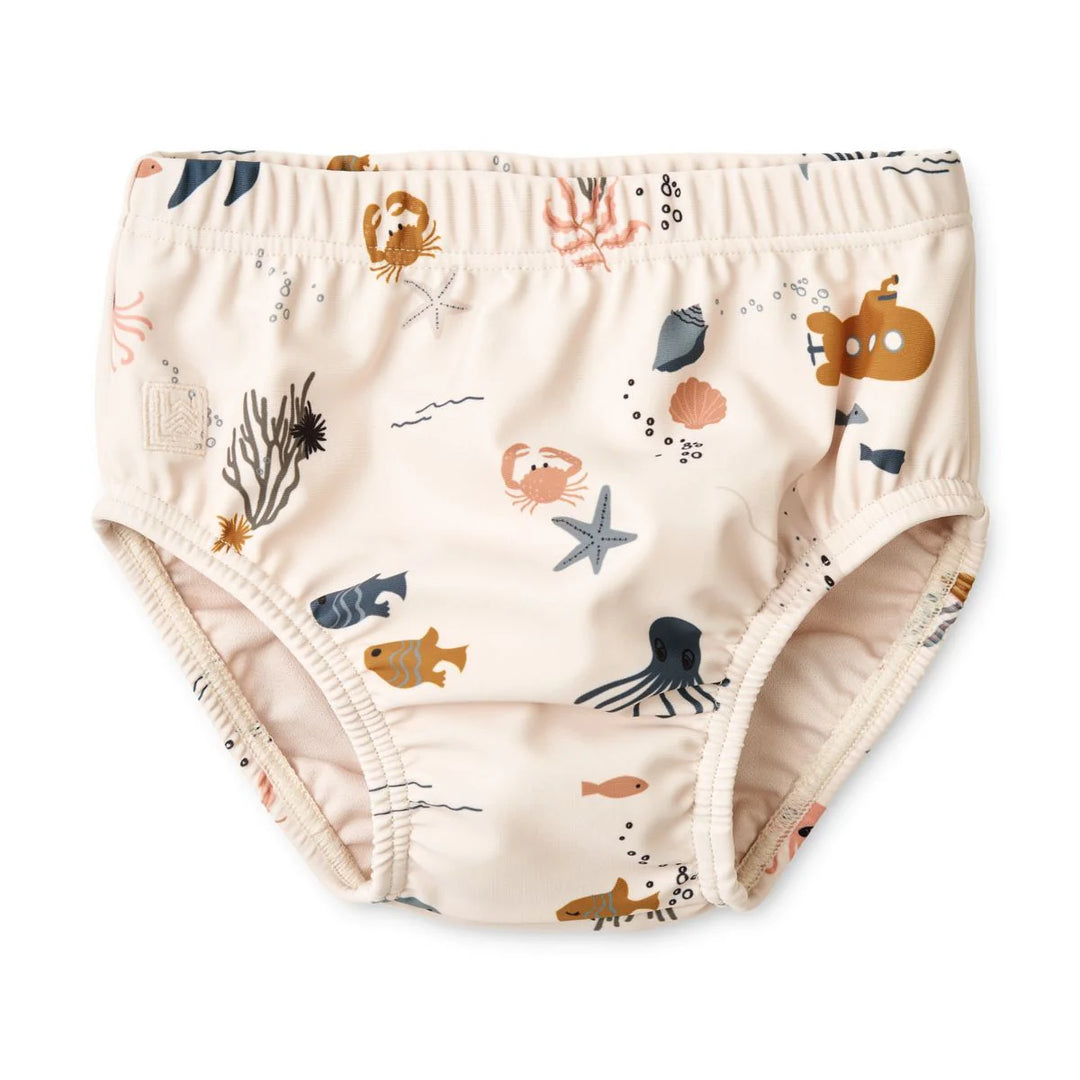 Liewood Kąpielówki dla niemowląt Anthony Baby Printed Swim Pants Sea creature Sandy rozmiar 74