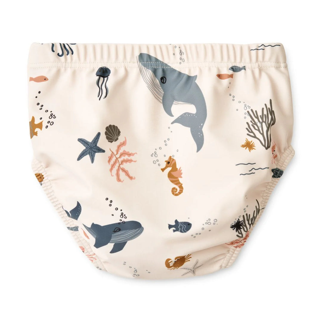 Liewood Kąpielówki dla niemowląt Anthony Baby Printed Swim Pants Sea creature Sandy rozmiar 74
