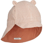 Liewood Czapka przeciwsłoneczna dwustronna z uszkami Gorm Seersucker Y/D Stripe Tuscany rose / Sandy