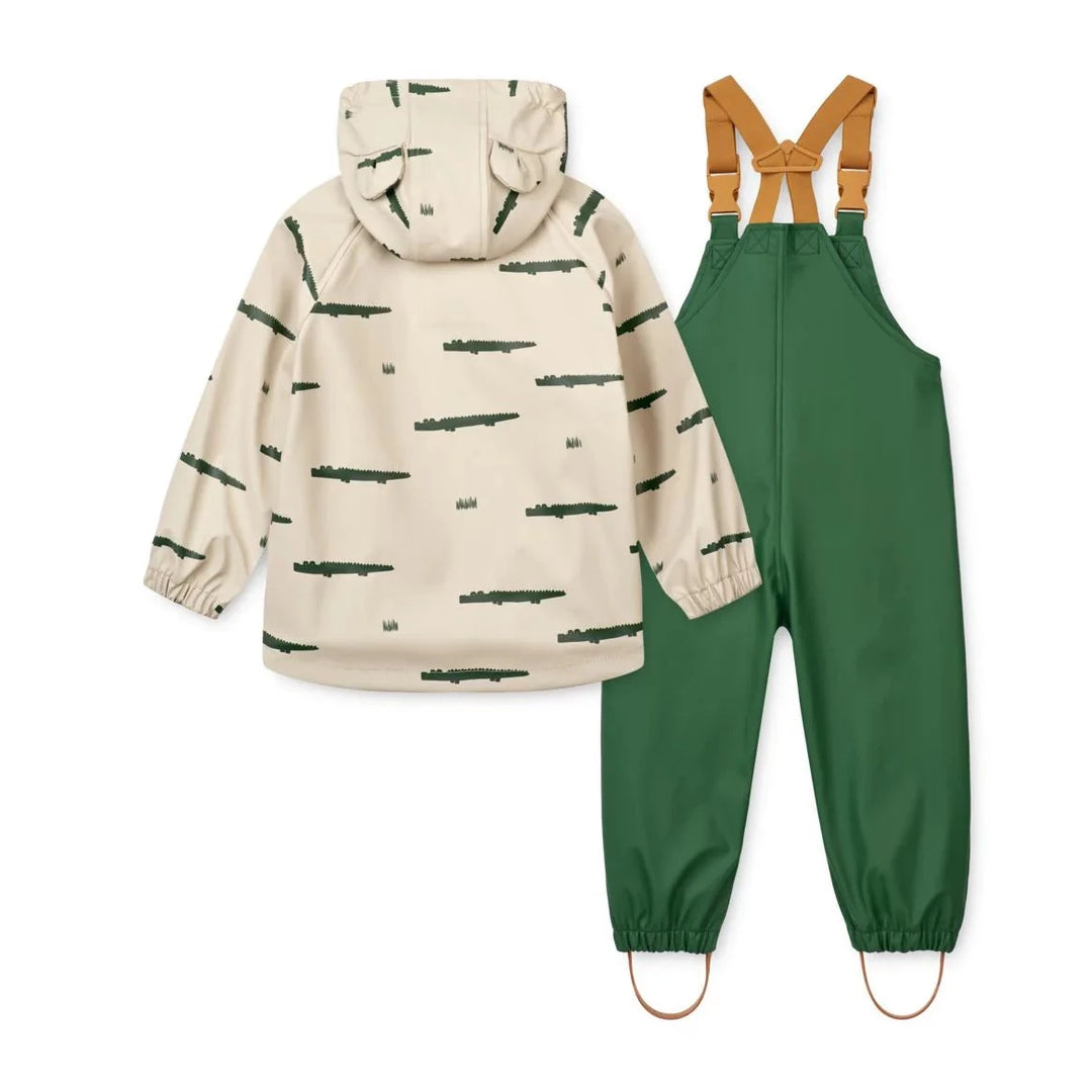 Liewood kurtka i spodnie przeciwdeszczowe dziecięce 86 cm Crocodile / Sandy