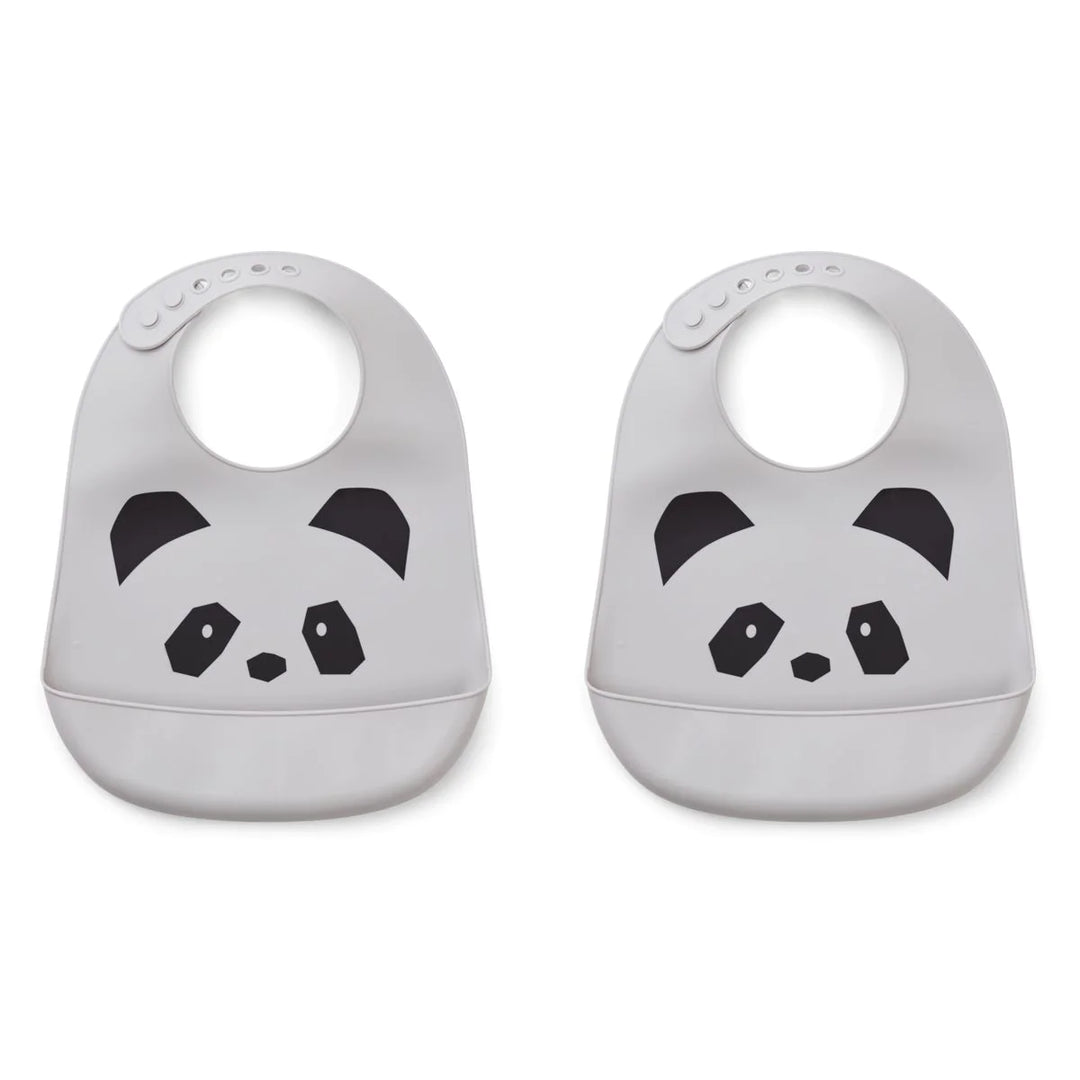 Liewood Silikonowy Śliniak dla dziecka Panda Dumbo Grey 2 sztuki