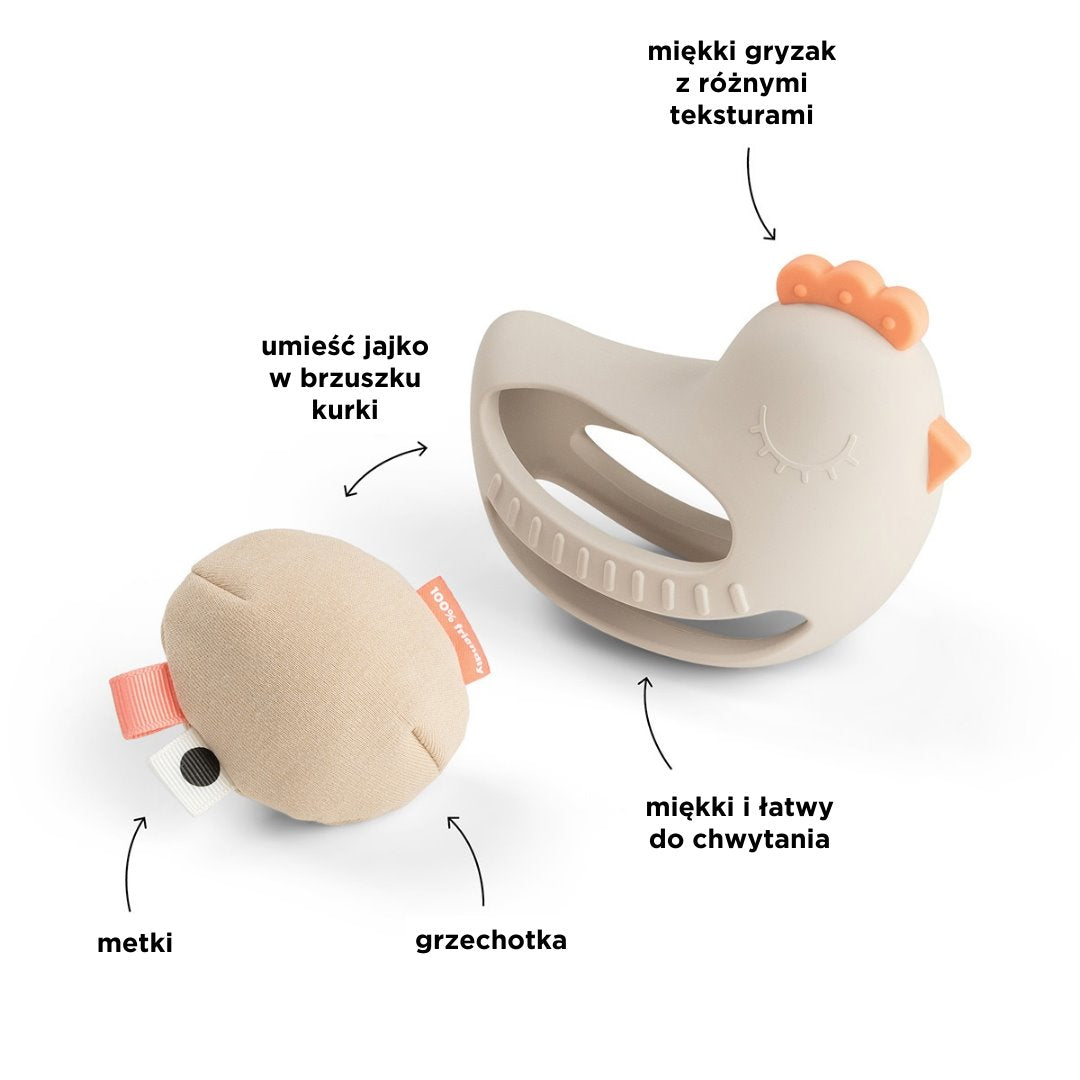 Done by Deer Gryzak Zabawka do Chwytania Kurka Clucky z Grzechotką