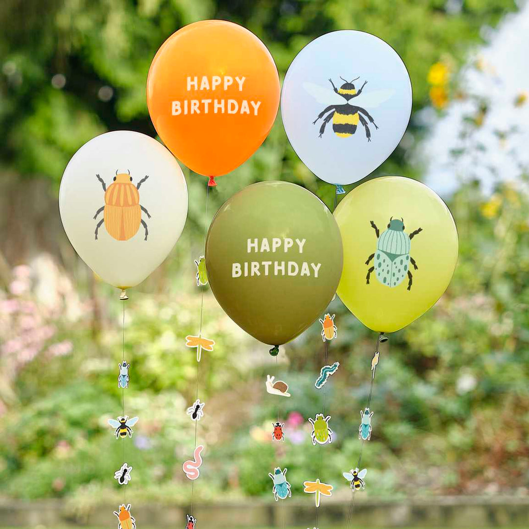 Gingerray Balony urodzinowe Bug Party Birthday balloons with Bug Balloon Tails
