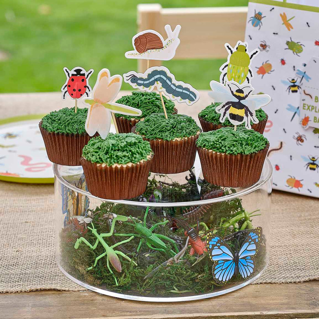 Gingerray Toppery na babeczki Mixed Pack of Bug and Happy Birthday Cupcake Toppers