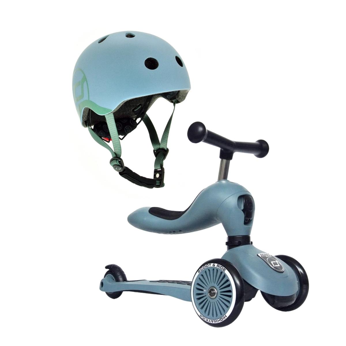 Scootandride Zestaw hulajnoga i kask 2 w 1 Steel