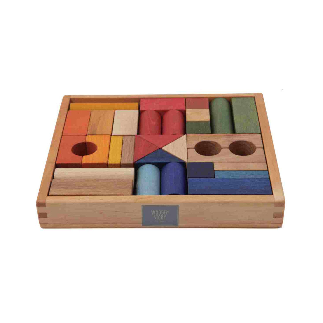 Wooden Story Drewniane Klocki w Skrzynce wielokolorowe 30 Elementów