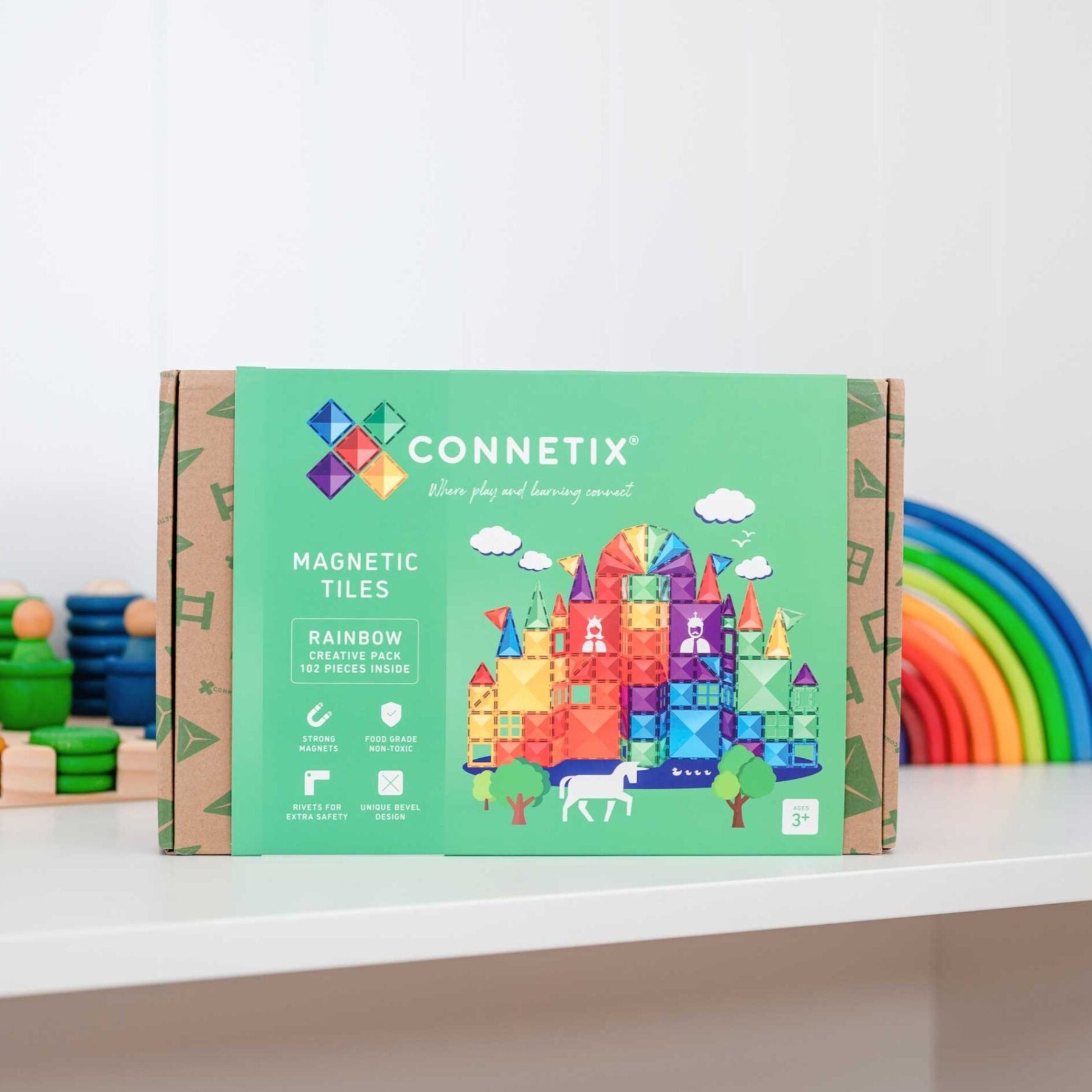 Connetix Klocki magnetyczne dla dzieci Rainbow Creative Pack 102el.