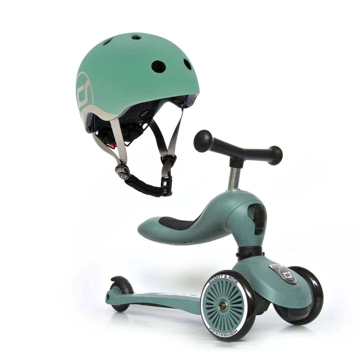 Scootandride Zestaw hulajnoga i kask 2 w 1 Forest