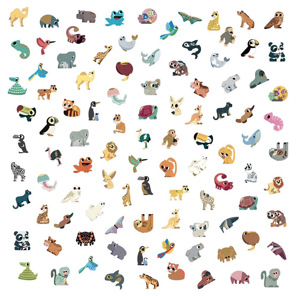 Janod Naklejki dla dzieci Egzotyczne zwierzęta 100szt